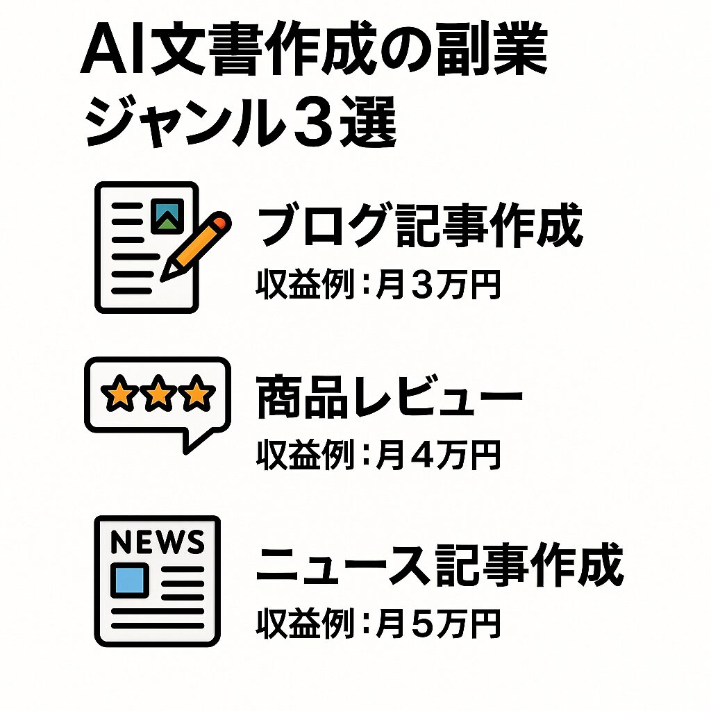 AI副業のジャンル一覧図解