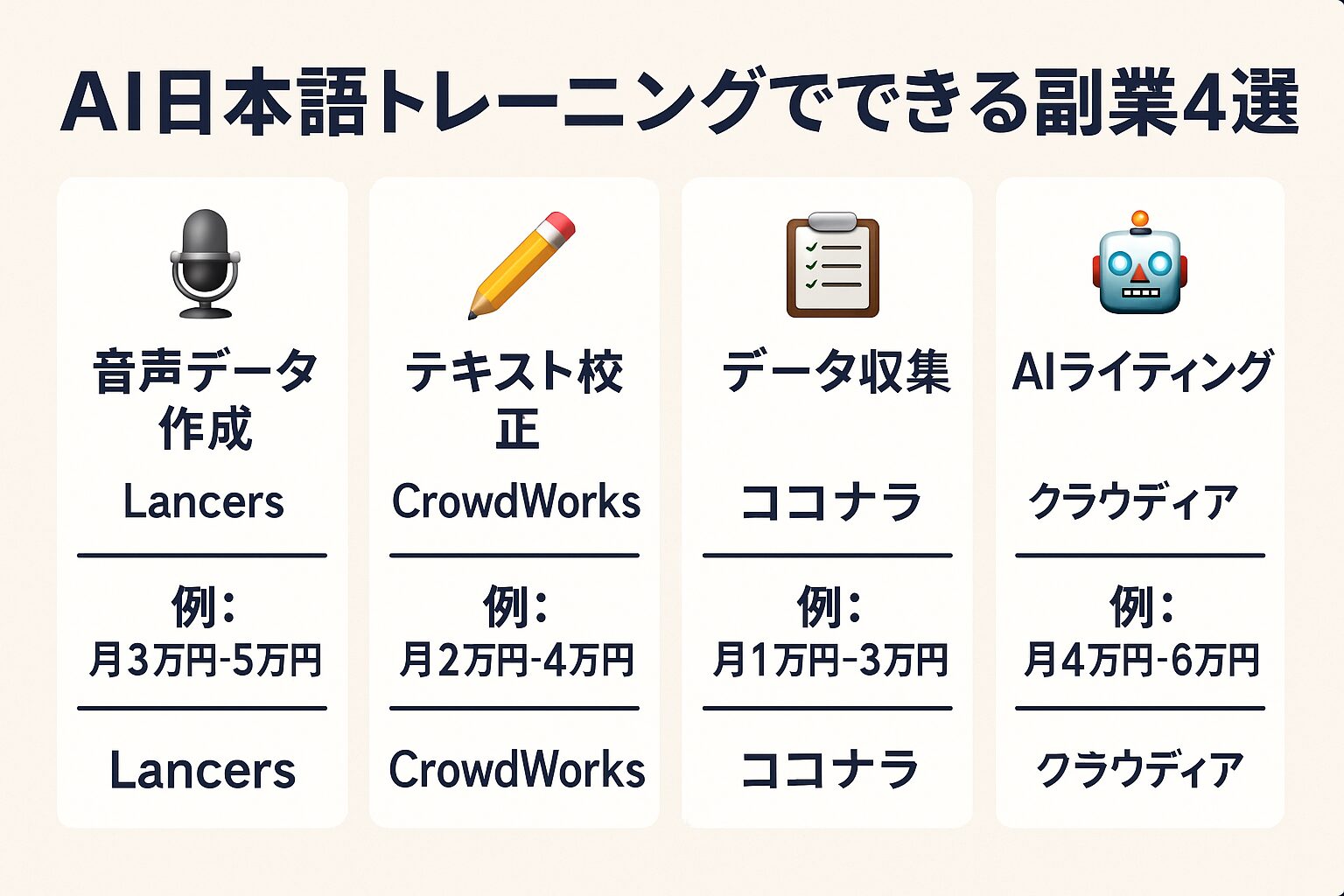 AI副業ジャンルの図解