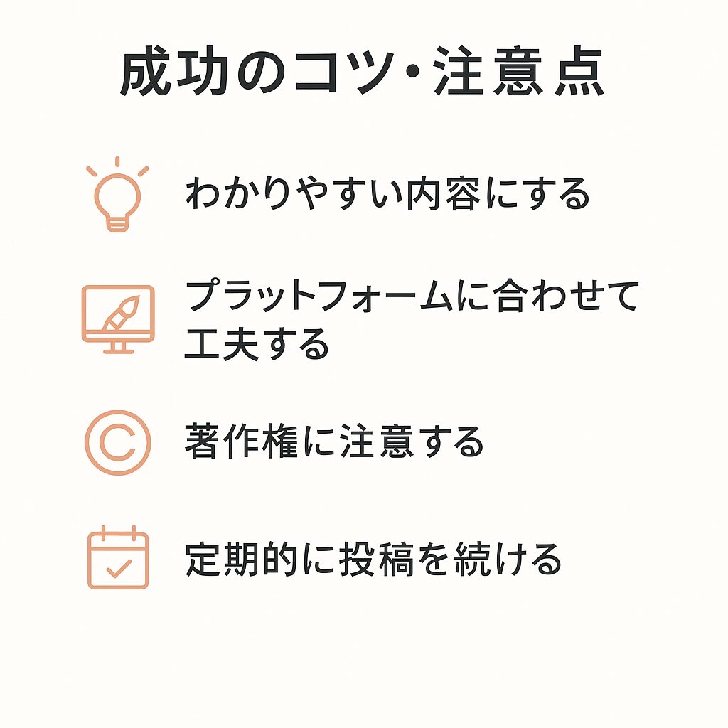 SORAの成功のコツと注意点を図解したインフォグラフィック