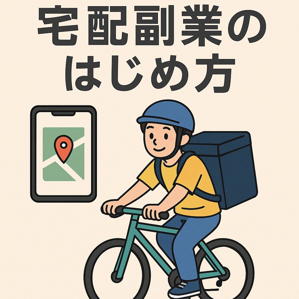 「高校生向け 宅配副業のはじめ方を紹介するイラスト」